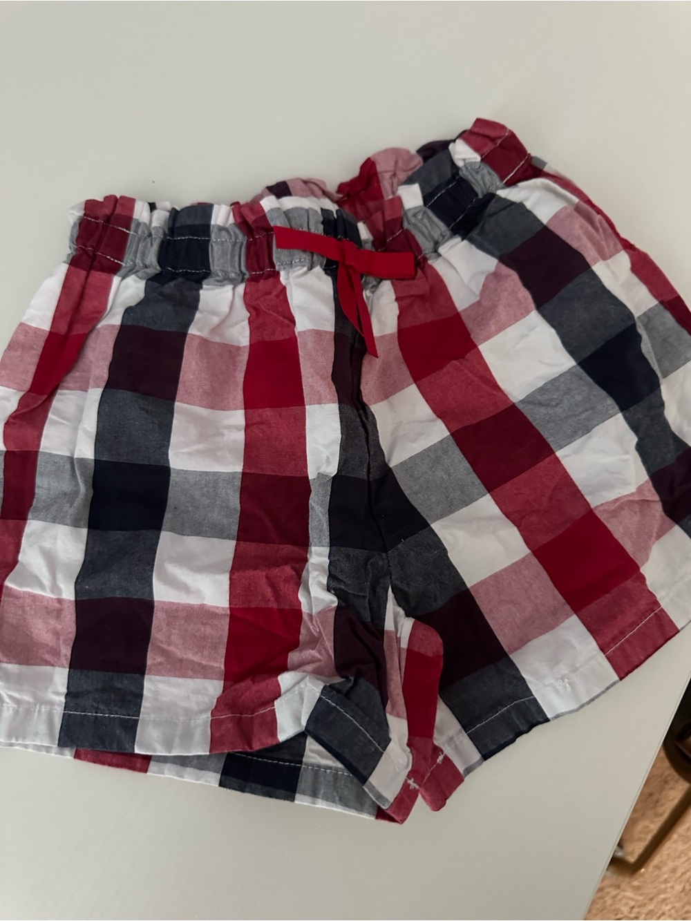 Gymboree Red, Navy & Gray Plaid Elastic-Waist Shorts